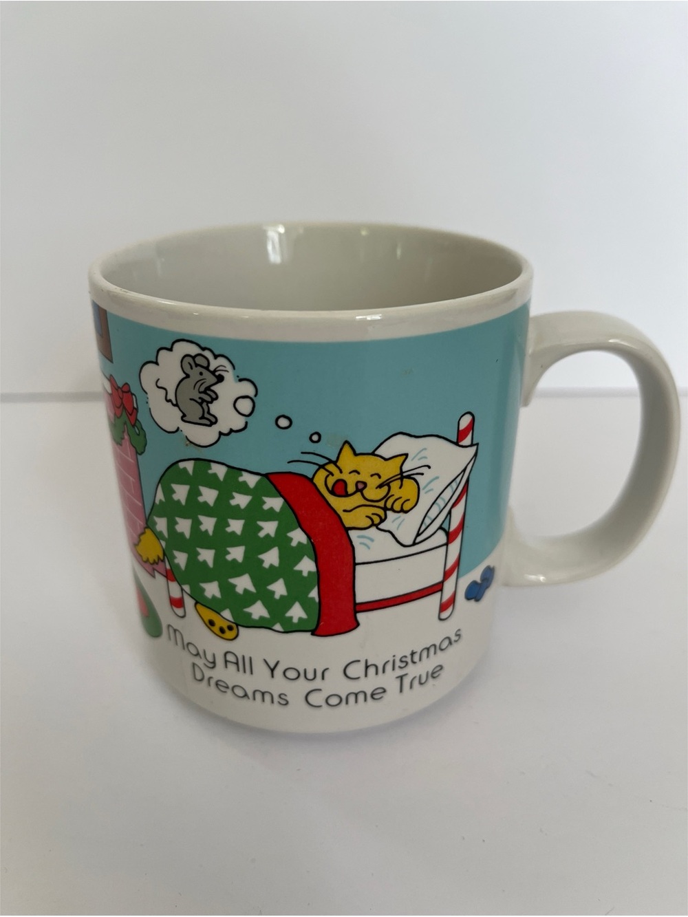 Vintage Russ Cat Christmas Ceramic Mug
